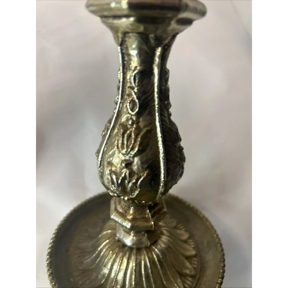 Vintage Gold Tone Candle Holder Set Of 2 Beautiful Ornate Hollywood Regency Read